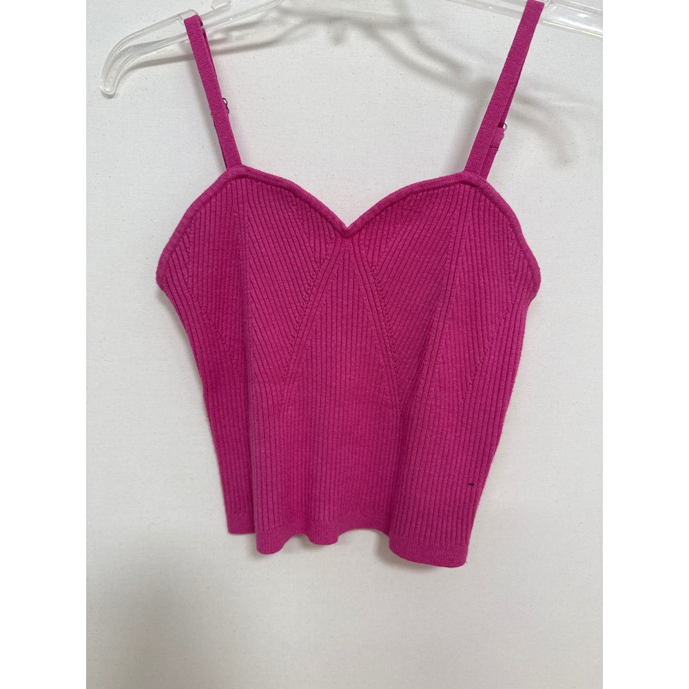 Wild Fable Magenta Pink Ribbed Knit Sweetheart Cami Crop Top Large